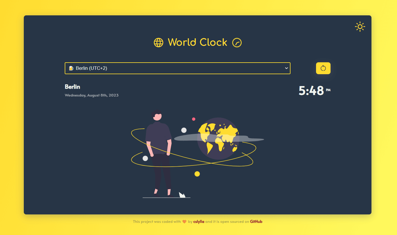 Start page of the World Clock App